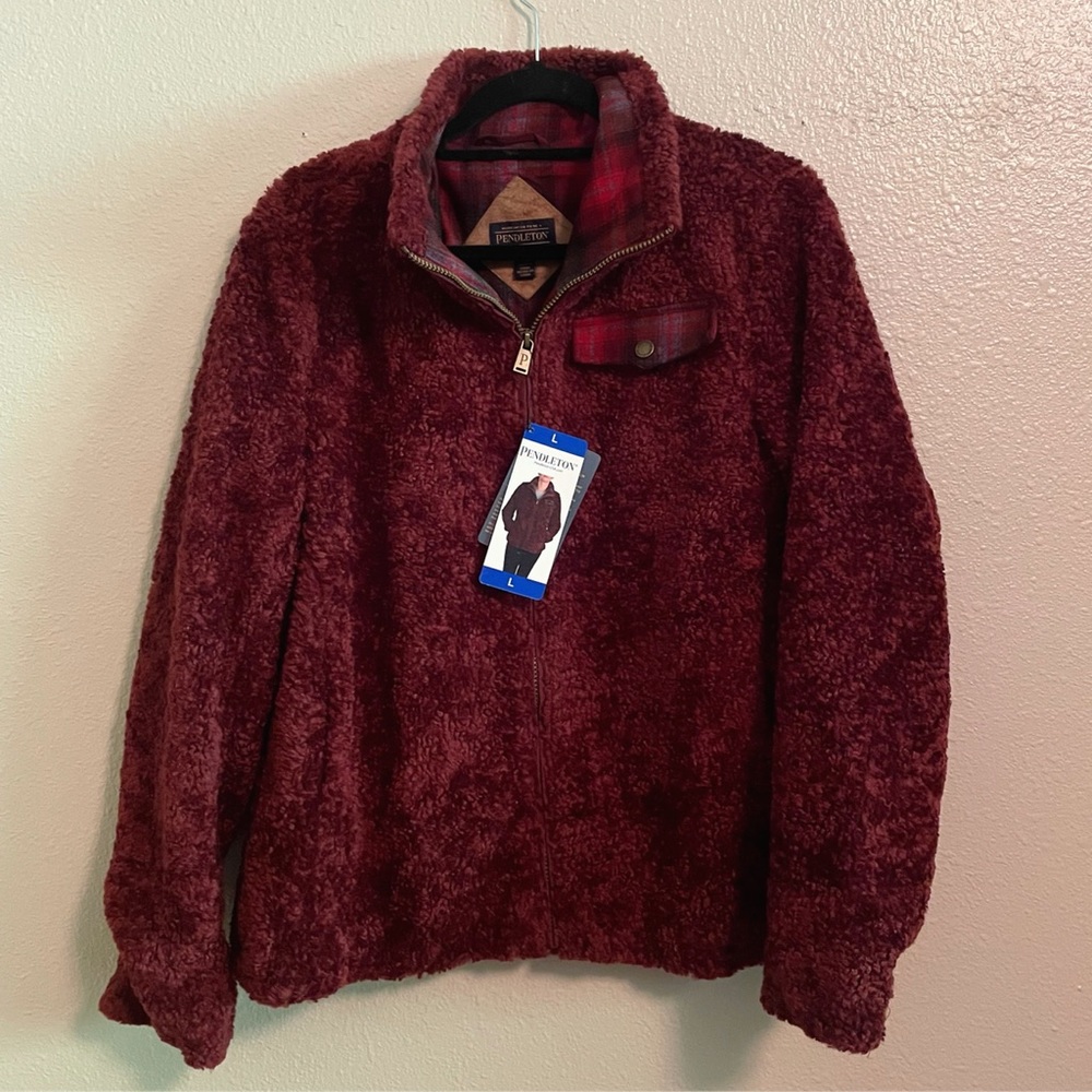 Pendleton Dark Red Sherpa Zip Up Jacket